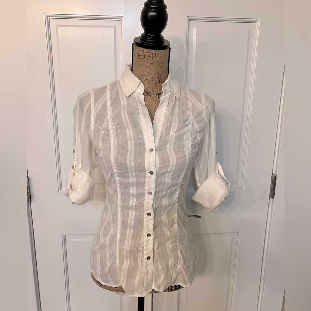 Express fitted white Portofino blouse XS